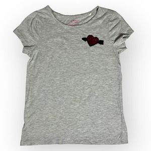 Isaac Mizrahi Girls Heather Gray Short Sleeve T with Sequin Applique Heart Sz M